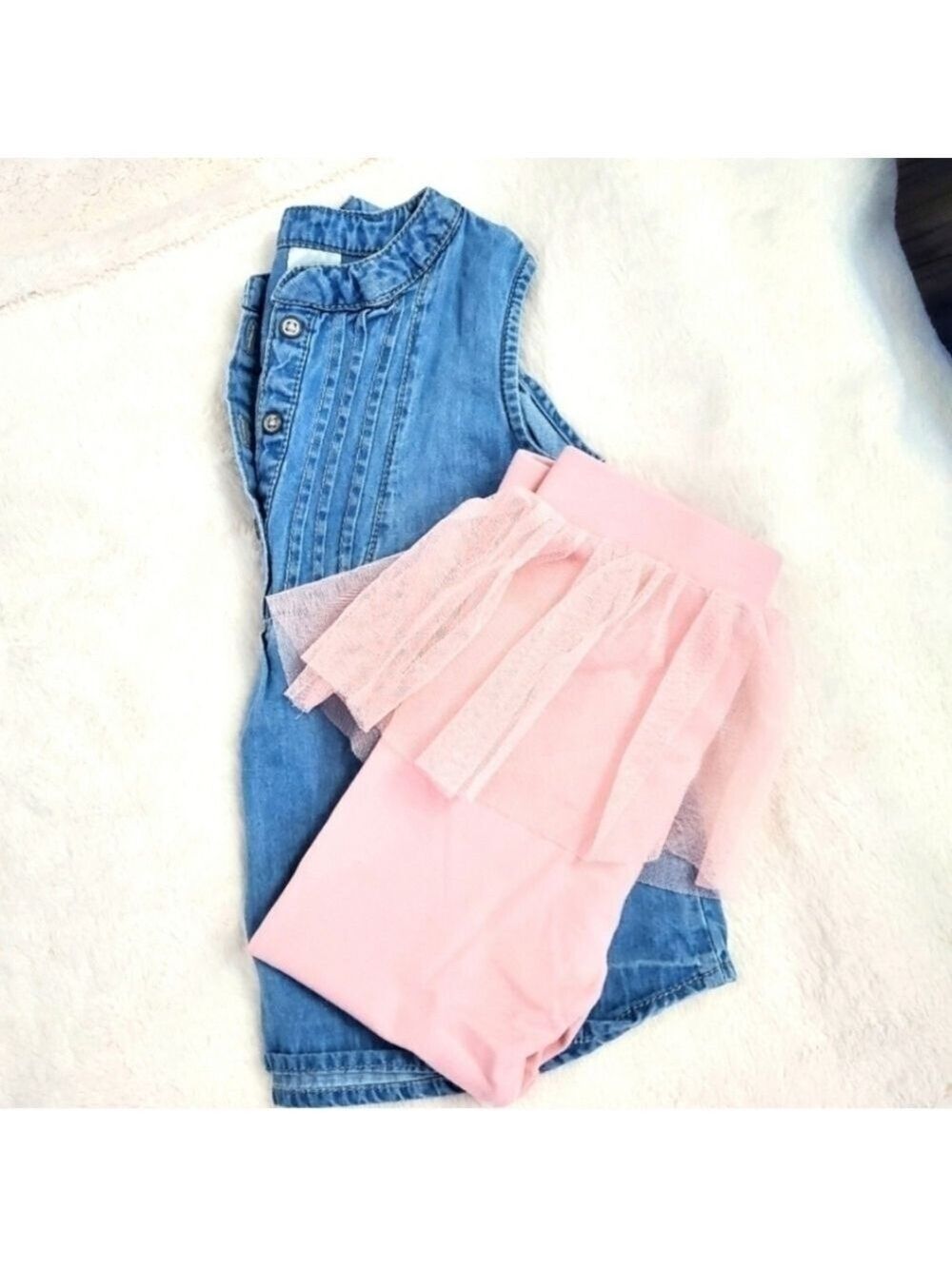 Oshkosh Denim Top and Joe Fresh Pink Tutu Pants Set